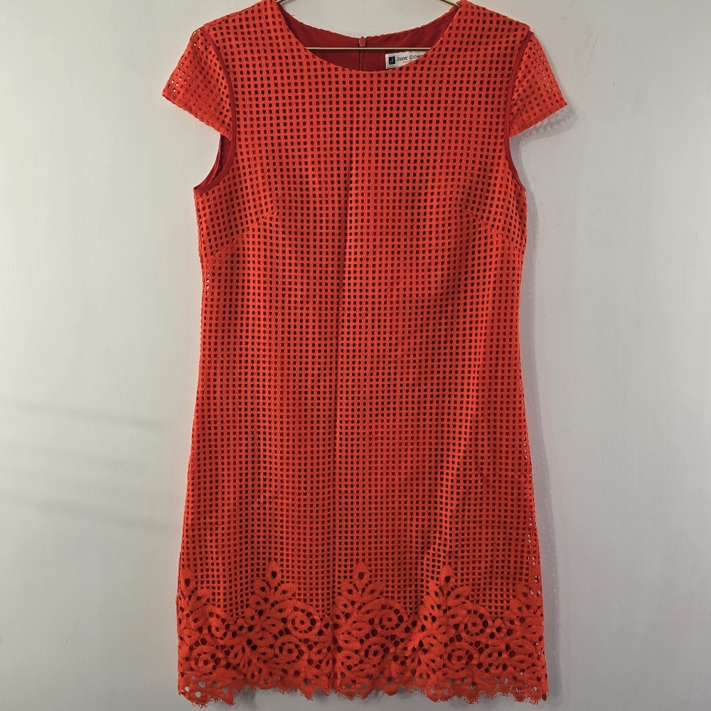 Jude Connally Collection Cutout Eyelash Eyelet Lace Cap Sleeve Sheath Dress Sz M